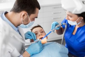 dental procedure with suctioning